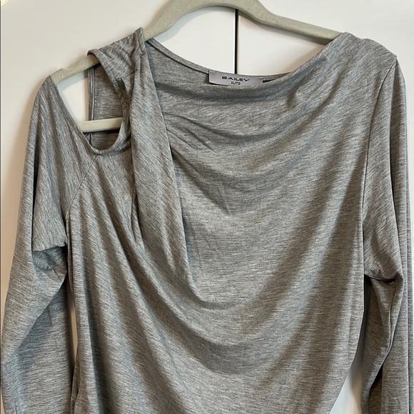 BRIAN BAILEY NWOT Grey Cotton Dress Cut Out Long Sleeve Jersey Fitted, Size XL - Picture 3 of 11